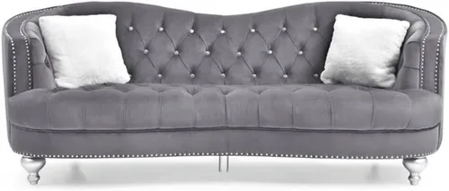 Miniatura 10 de Home Square Juego de muebles de 2 piezas con silla de terciopelo y sofá en gris