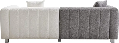 Miniatura 7 de Sofá moderno de 3 plazas de 87.4 pulgadas, sofá de burbujas para sala de estar, sofá de terciopelo con asiento profundo Teddy Bouclé, sofá de dos