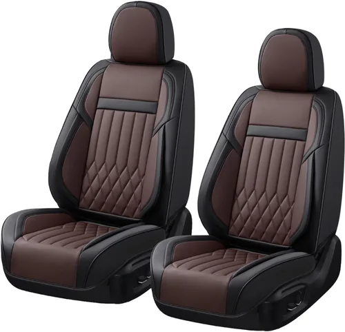 Miniatura 13 de Juego completo de fundas de asiento de automóvil de cuero napa impermeables y transpirables de 2 plazas, aptas para asientos delanteros