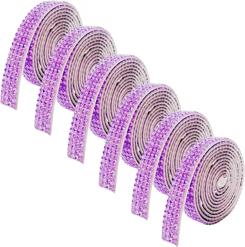 Miniatura 13 de 6 Rollos de Cinta Adhesiva con Diamantes de Imitación para Manualidades, Rollo de Cinta con Cristales para Decoración de Automóviles y Teléfonos