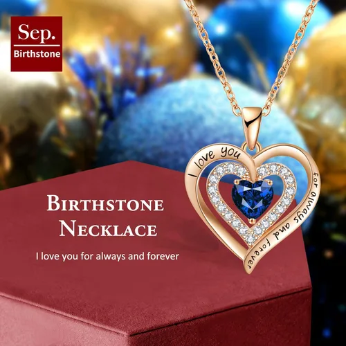 Miniatura 3 de REDBEE Necklaces for Women Birthstone Heart Necklace Jewelry for Wife Girlfriend Woman Necklace