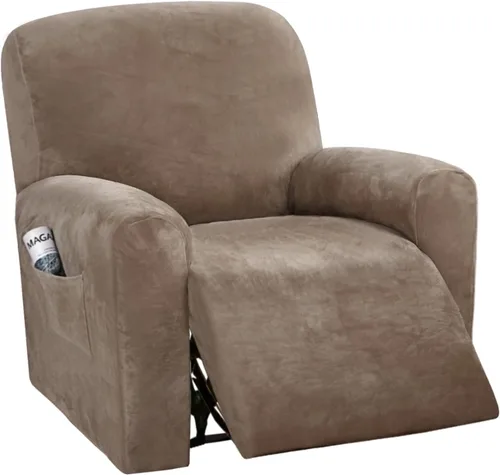 Miniatura 18 de H.VERSAILTEX Fundas elásticas de terciopelo para sillón reclinable, fundas para silla reclinable estilo de 4 piezas, funda para sillón reclinable