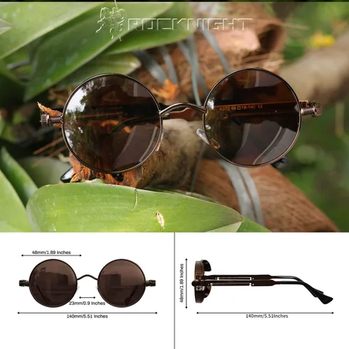 Miniatura 4 de ROCKNIGHT Gafas de sol Gothic Steampunk redondas polarizadas UV400 con protección unisex