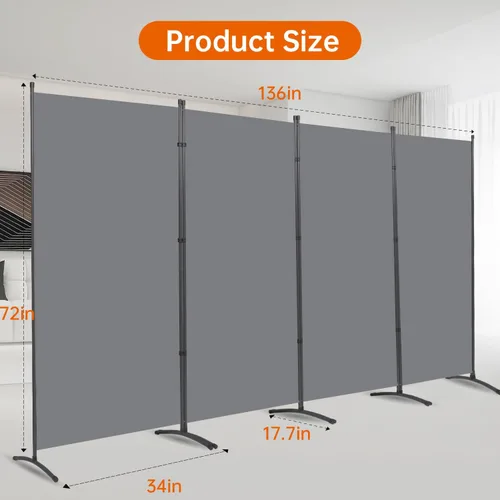 Miniatura 6 de Divisor de habitación de 6 pies de pantallas plegables de privacidad, 4 paneles divisores de habitación con diseño independiente, divisor de pared