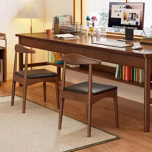 Miniatura 2 de Ytaoka Juego de 2 sillas de comedor de madera maciza, sillas de comedor de mediados de siglo, sillas tapizadas de piel sintética con respaldo