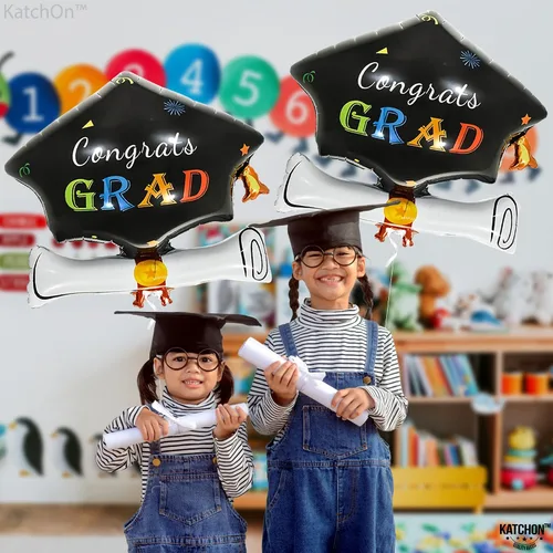 Miniatura 3 de Globos de graduación clase de 2026 – Grandes 24 pulgadas, decoraciones de graduación 2026 Globos de gorra de graduación, globos de sombrero