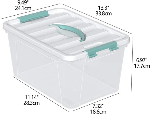Miniatura 5 de Ramddy Paquete de 6 contenedores de almacenamiento de plástico de 14 cuartos de galón con asa, caja de contenedor transparente con pestillo