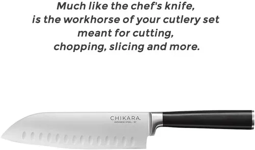 Miniatura 2 de GINSU Cuchillo Santoku forjado serie Chikara de 7 pulgadas - Cuchillo de cocina de acero inoxidable 420J prémium