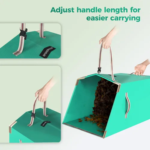 Miniatura 4 de Colector de hojas y bolsa reutilizable para basura de patio, plegable, portátil, con mango ajustable, limpieza de césped de jardín (50 galones)