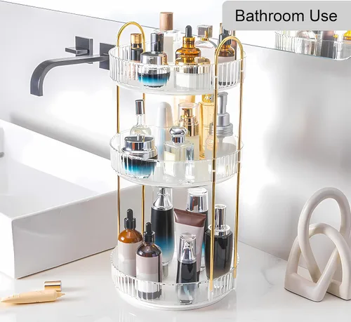 Miniatura 7 de YCIA&DONE Organizador de maquillaje giratorio de 360 grados y almacenamiento para encimera de tocador de 1 nivel, organizadores de cosméticos