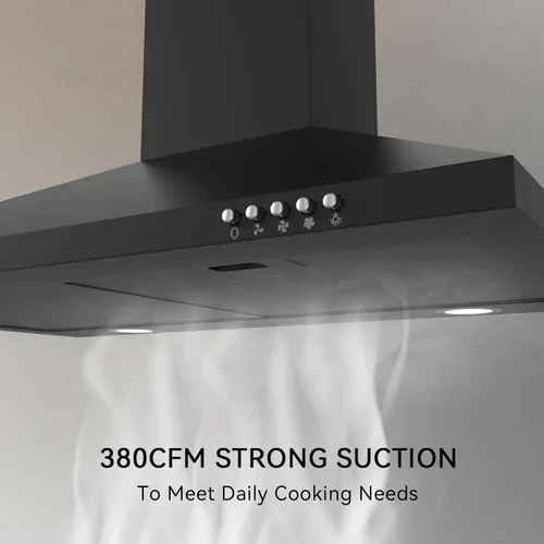 Miniatura 5 de Hermitlux Campana extractora de montaje en pared de 30 pulgadas, campana de ventilación para cocina con filtro de carbón, convertible sin