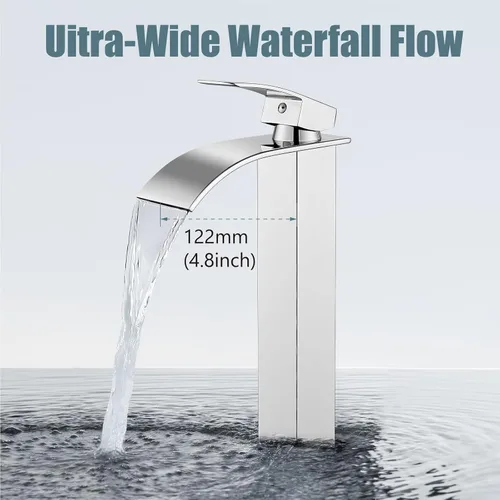 Miniatura 7 de Aolemi Grifo de baño alto para lavabo, grifo de lavabo de un solo agujero, 1 mango, grifo mezclador de montaje en cubierta RV con montaje de drenaje