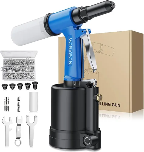 Miniatura 9 de Pistola remachadora neumática Air Riveter 3/32", 1/8", 5/32", 3/16" para industrias automotrices, construcción, mantenimiento de metales. Presión