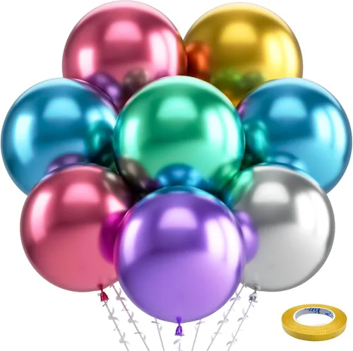 Miniatura 196 de Bezente - Globos de 12 pulgadas de látex con confeti para bodas, graduaciones, despedidas de soltera y cumpleaños, aptos para helio, dorado, 60