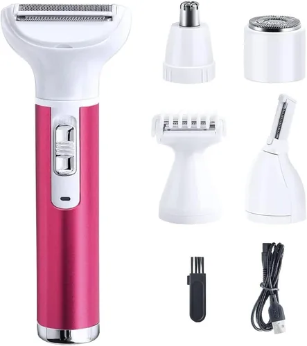 Maquinilla de afeitar eléctrica 5 en 1 para mujeres, eliminación de vello corporal, nariz, afeitadoras faciales, cejas, piernas, axilas, área de
