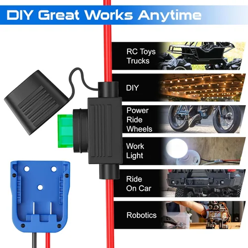 Miniatura 3 de Adaptador de rueda Power Ride compatible con adaptador de batería Kobalt de 24 V con fusible y terminal de cable, convertidor de potencia de cable