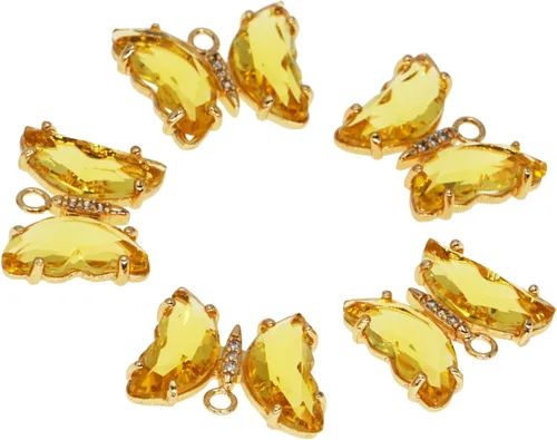 Miniatura 20 de Dijes de latón chapados en oro de circonita de cristal para hacer joyas, pulseras, collares, aretes, colgantes, suministros de manualidades