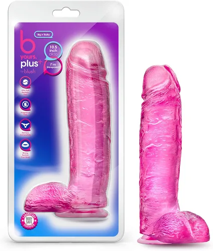Miniatura 7 de Blush B Yours Plus Hefty n' Hung - Consolador realista de 14 pulgadas de ancho, grueso, suave, realista, con bolas, ventosa fuerte, vagina