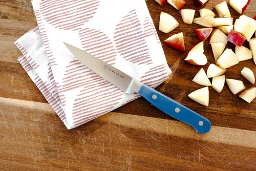 Miniatura 3 de DURA LIVING Cuchillo de pelar de 3.5 pulgadas, acero inoxidable esencial de alto carbono, afilado para afeitar, cuchillo de cocina pequeño Azul Real