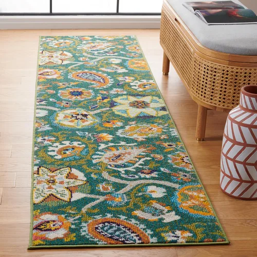 Miniatura 11 de SAFAVIEH Colección Monaco - Alfombra para pasillo, 2.2 x 6 pies, color marfil y multicolor, diseño floral bohemio, no desprende pelusa y de fácil
