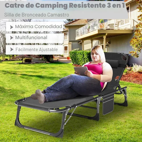 Miniatura 3 de ABORON Catre de Camping para Adultos de 28" Extra Ancho, Resistente 1200D Oxford Catre para Dormir, Cama de Campamento Plegable Portátil con Z Ébano