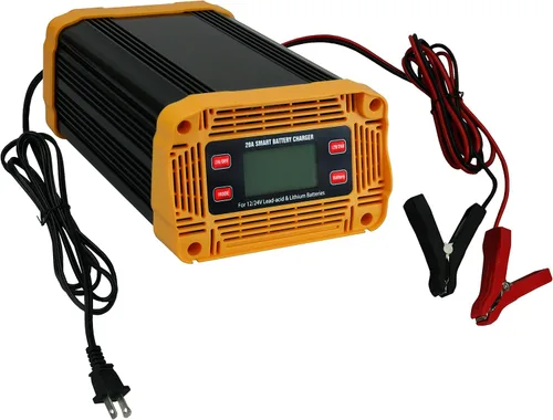 Cargador de batería inteligente de 20 amperios, 12V/20A y 24V/10A, para litio, LiFePO4 y plomo-ácido (AGM/Gel/SLA/MF), para automóvil, barco,