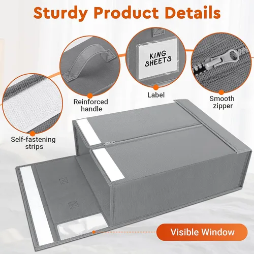 Miniatura 5 de StorageTastic Paquete de 4 Organizadores de Armario para Sábanas y Almacenamiento, Contenedores de Almacenamiento Plegables Resistentes con Ventana