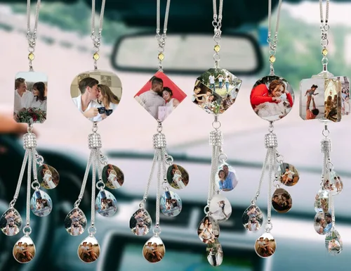 Miniatura 5 de Colgante personalizado negro-8 para foto de coche, adornos colgantes de automóvil, para mujeres y hombres, regalo del día de San Valentín