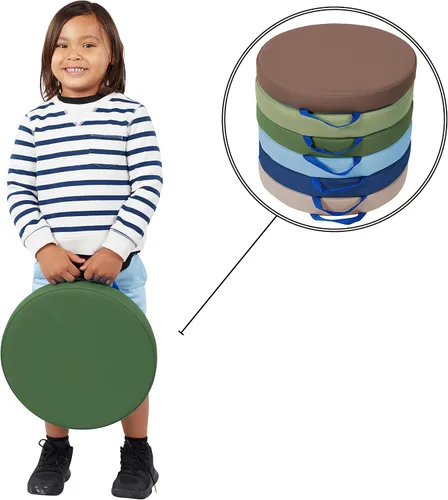 Miniatura 2 de Factory Direct Partners SoftScape - Cojines redondos de suelo para aula de 15 pulgadas con asas; asiento flexible para guardería, preescolar, sala