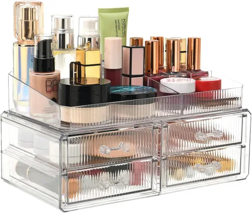 Miniatura 7 de ZHIAI Organizador Cosmético Apilable, Organizador Cosmético de Acrílico para Cómoda, Tocador, Gabinete de Cocina, Baño, Debajo del Fregadero