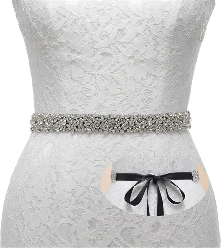 Cinturón artesanal brillante con diamantes de imitación marca Remedios para mujer. Ideal para usar en fiestas de bodas, bailes de graduación, etc.,