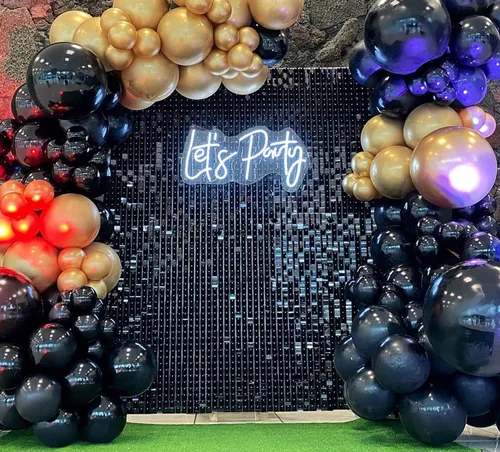 24 paneles de fondo de pared negros brillantes, fondos cuadrados de lentejuelas con efecto 3D, fondos de fotos grandes para cumpleaños, graduación,