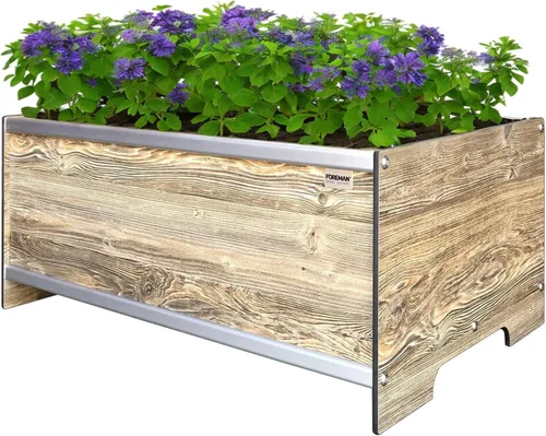 Miniatura 13 de Foreman Cama de jardín elevada (36 x 12 x 14 pulgadas) resistente a la intemperie, maceta para exteriores con drenaje para camas de verduras
