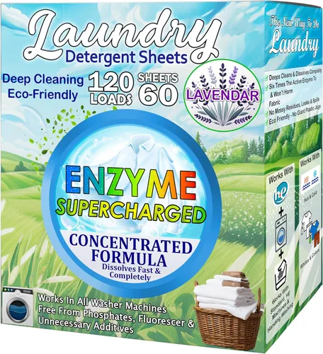 Miniatura 11 de Hojas de detergente ecológico para ropa (120 hojas grandes), a base de plantas, biodegradables para lavar a máquina, sin líquidos, sin plástico