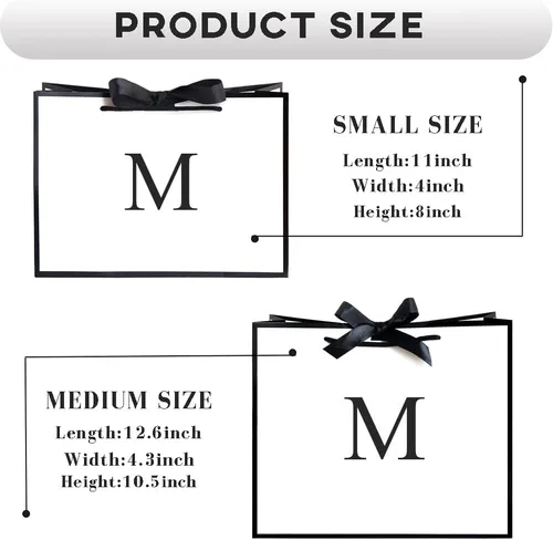 Miniatura 2 de QLSKO Bolsa de regalo inicial con cinta de lazo, bolsa de papel horizontal personalizada con monograma, regalos de cumpleaños para mujeres y hombres