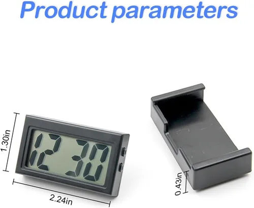 Miniatura 2 de Osilly Mini reloj digital para tablero de instrumentos del automóvil, funciona con pilas y pantalla LCD transparente, reloj digital pequeño con Negro