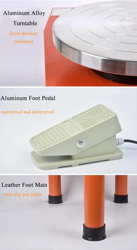 Miniatura 2 de Huanyu Máquina de cerámica Máquina de cerámica Rueda de cerámica 250W (0.34hp) 30CM Máquina formadora de cerámica con pedal y lavabo desmontable