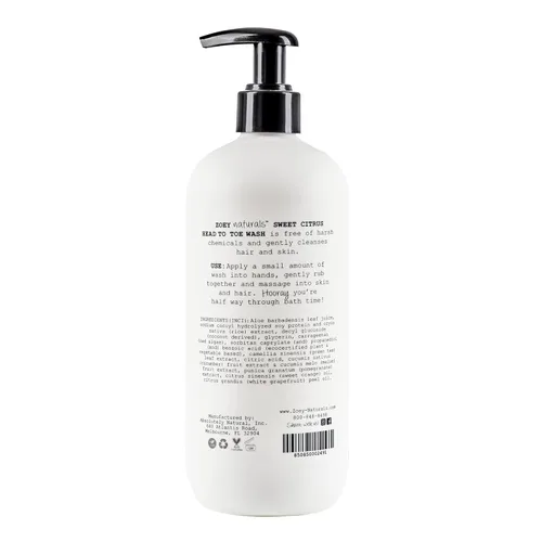 Miniatura 7 de Zoey Naturals Sweet Citrus Baby Wash & Shampoo, hecho para pieles sensibles, sin lágrimas, sin parabenos, todo natural, fabricado en los Estados