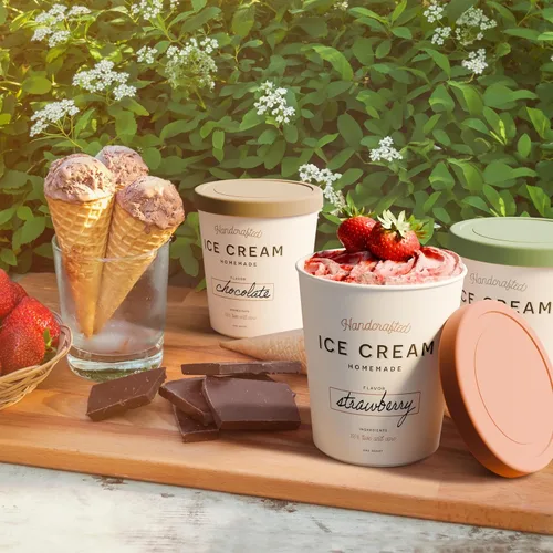 Miniatura 6 de ZICOTO Juego de 3 contenedores reutilizables para helado de 1 cuarto cada uno - Perfecto para sorbete casero, yogur congelado o helado