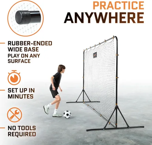 Miniatura 2 de Red de rebote de fútbol de 6 x 12 pies, equipo de entrenamiento de fútbol Portátil, fácil montaje, marco de acero Perfecto para practicar voleas
