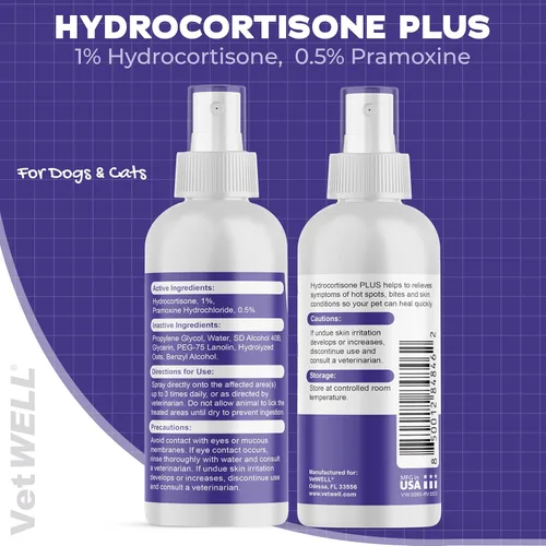 Miniatura 6 de VetWELL Spray de hidrocortisona para perros y gatos – Alivio de picazón en la piel de puntos calientes, picaduras, rasguños, piel irritada