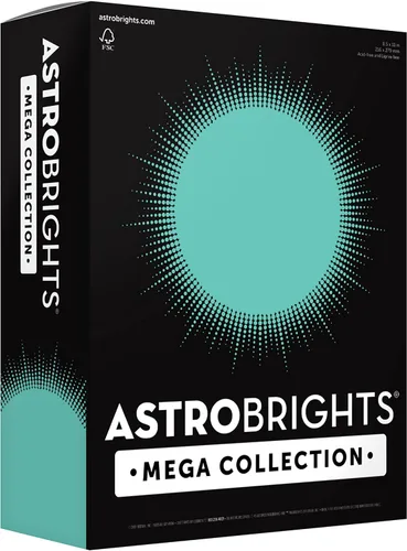 Astrobrights Mega Collection, Cartulina de colores, Bliss azul pastel punchy, 320 hojas, 65 lb./176 gsm, 8.5" x 11" - Más hojas (91746)