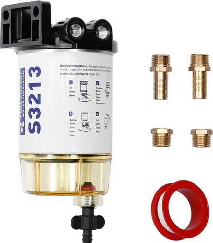 Filtro de combustible separador de agua de repuesto para motor fuera de borda marino Mercury con accesorios de púa de 3/8" x 1/4" NPT. Reemplaza #