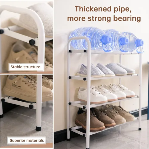 Miniatura 5 de Gonfoam Zapatero expandible de 2 niveles, estante ajustable para zapatos, organizador de almacenamiento de metal resistente, zapatero de pie