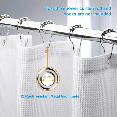 Miniatura 7 de AmazerBath - Cortina de ducha extralarga de 96 pulgadas, cortina de ducha de nido de abeja blanca extralarga, cortinas de ducha de tela para baño
