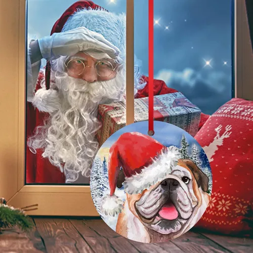 Miniatura 9 de Adorno de Bulldog Inglés para la Primera Navidad 2023, adorno para árbol de Navidad, decoración de árbol de Navidad de Papá Noel, adorno colgante