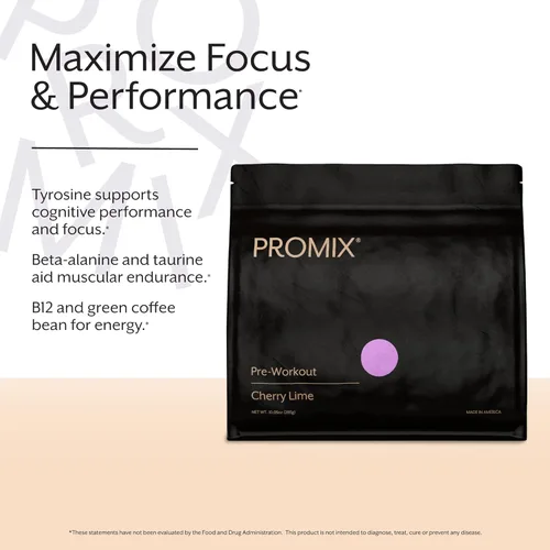 Miniatura 4 de ProMix Nutrition Polvo de preentrenamiento, cereza y lima, maximiza la concentración y el rendimiento, ayuda a la ganancia muscular, resistencia