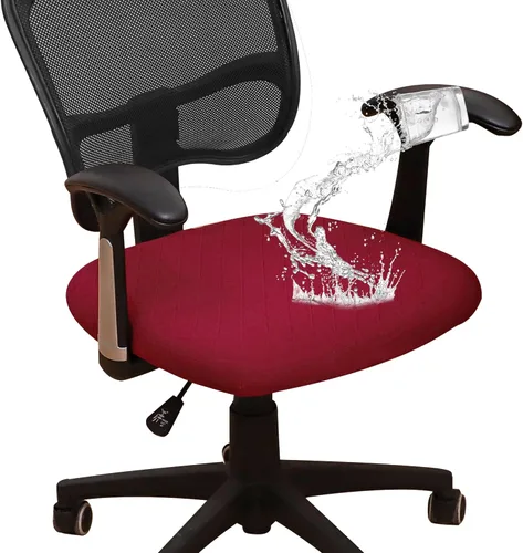Miniatura 10 de FORCHEER Fundas de asiento para silla de oficina, fundas de cuero elástico impermeable PU para silla de computadora, fundas de cojín para asiento
