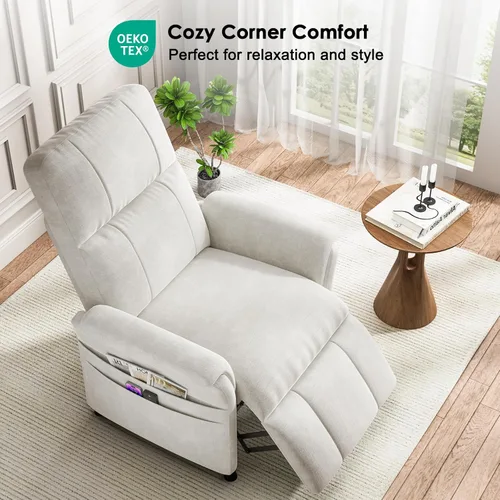 Miniatura 7 de AMADA HOMEFURNISHING Silla reclinable eléctrica para adultos, silla reclinable de felpilla moderna ajustable con bolsillos laterales, control