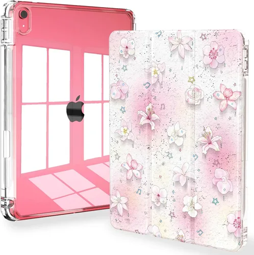 Miniatura 46 de Feams Funda para iPad (A16) 11ª generación de 11 pulgadas 2025, iPad de 10.9 pulgadas 2022, cubierta trasera transparente delgada de tres pliegues